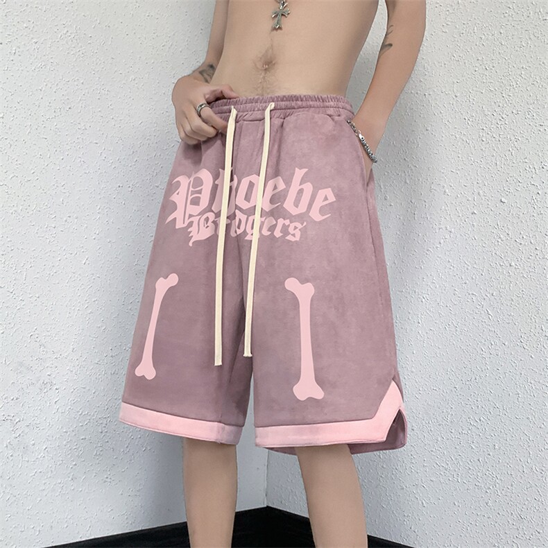 创意印花 麂皮绒 美式休闲短裤男 五分裤子 B239-1510-P43 控价59图片