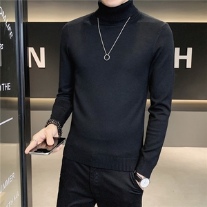 高领毛衣男冬季休闲青年男士两翻高领内搭长袖打底针织衫M603-p35图片