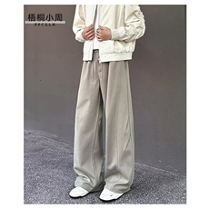 裤子男春夏工装裤男宽松直筒潮牌美式高街抽绳复古阔腿休闲长裤，男装工装外套，星座715-4
