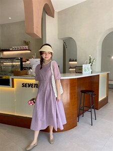 夏季盐缩连衣裙图片