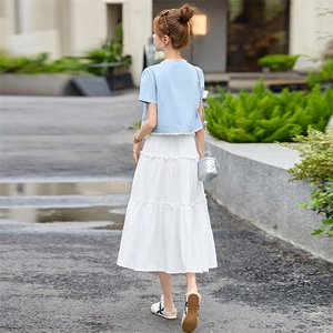 时尚蕾丝花边设计感短外套两件套2025夏季新款白色背心连衣裙套装图片