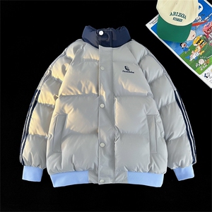 潮拼接条纹面包服棉衣男女冬季保暖宽松运动撞色棉袄TT8857 P80图片