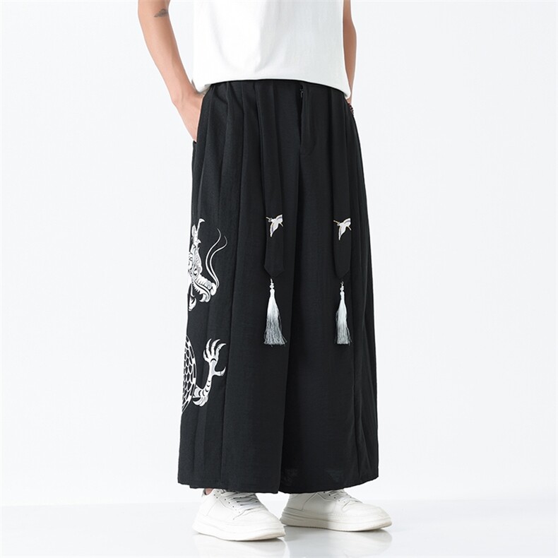 24夏季新款 大码风汉服古风新中式宋裤情侣阔腿裙裤 K259/P85图片