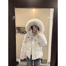 网图有货秋冬白色毛领连帽棉服外套男女宽松保暖棉袄A1136-P92，男装棉衣，星座1505