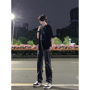 B221 美式ins高街暗黑系小众拉链直筒牛仔裤 LK23073-P65 控88图片
