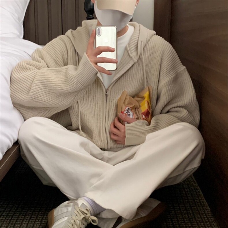 816B-MY019-P75韩版男士毛衣外套宽松纯色慵懒风开衫韩三色,男装针织衫/毛衣,星座816B