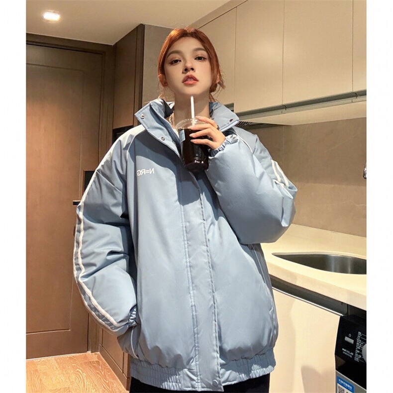 中性风冬装港风条纹织带棉服棉衣休闲加厚外套男女G1107P118,男装棉衣,电商A339
