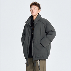 现货冬季美式休闲加厚雪山外套夹克立领纯色三防户外工装棉服，男装夹克，电商A443