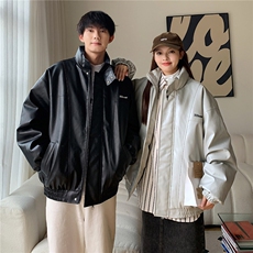 港风2025冬装宽松加厚pu皮棉衣外套潮男女大码冬季棉服S277-P128，男装皮衣，电商A233-1