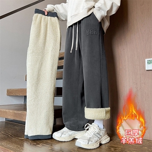 217-2-NK557-P45 冬季新款羊羔绒加绒加厚直筒休闲裤男大码卫裤图片