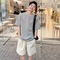 【有货】DT45-P50短袖t恤男夏季潮百搭条纹休闲情侣学生半袖体恤，男装T恤，星座603-2
