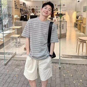 【有货】DT45-P50短袖t恤男夏季潮百搭条纹休闲情侣学生半袖体恤图片