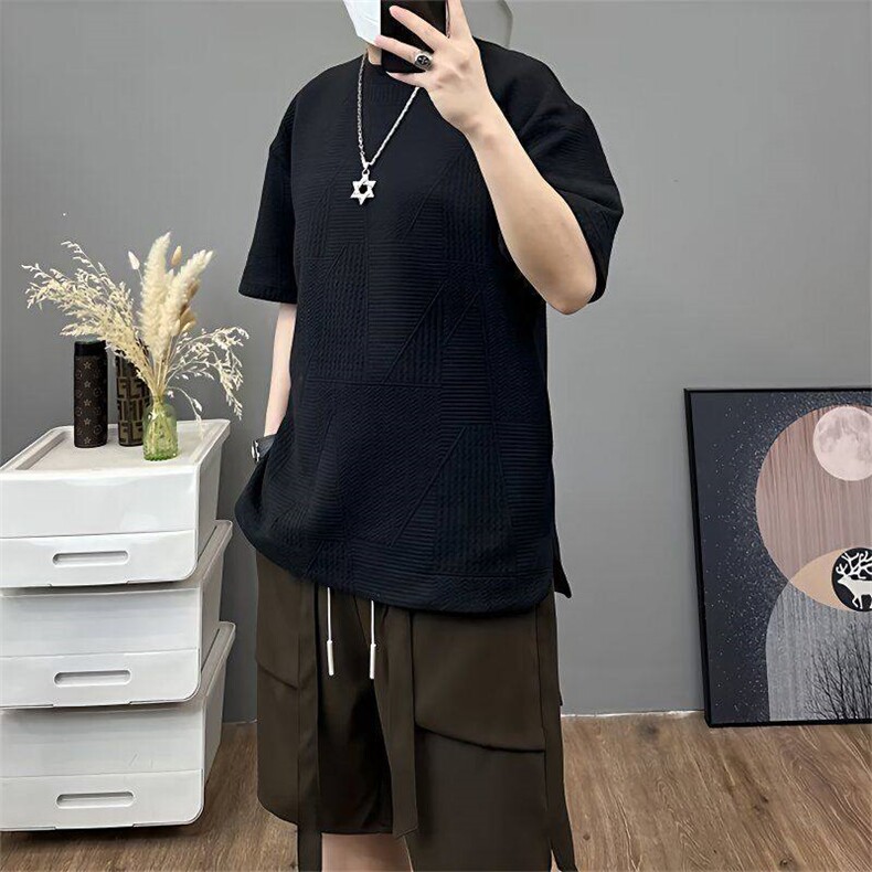 【有货】DAT05-特P32新款浮雕纹理短袖男士隐藏式插兜圆领T恤,男装T恤,星座603-2