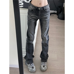 美式高街水洗弹力微喇叭牛仔裤直筒修身裤子潮流男女WL9973-P48,匡威鞋搭配阿迪裤子图片
