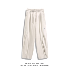 2025秋季新款美式弯刀褶皱宽松阔腿休闲裤B315-K25724-特p48控88，男装休闲裤，电商B315