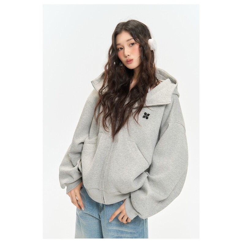 得物品质秋款男女连帽卫衣高领开衫刺绣外套夹克WY8304P68,男装夹克,星座1013-1