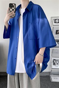 夏季新款短句五分袖立体口袋衬衫宽松休闲衬衣 A071-C40-P38图片