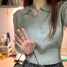 春季新款法式Polo领修身显瘦羊毛衫，女装羊毛衫，泰沅羊绒