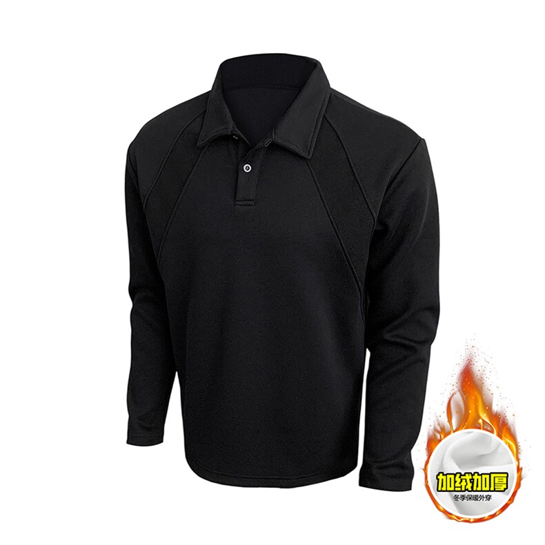 抖音得物高品质美式高街重磅曼巴棉结构螺纹拼接翻领卫衣长袖T恤，男装T恤，电商A486-1