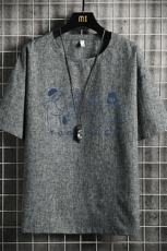 ZT71191-P35风复古亚短袖男t恤男半袖网格控48，男装T恤，电商A040A