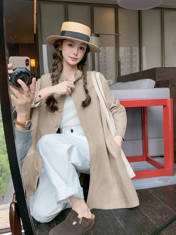 韩版学院风减龄衬衫外套女2025春季新款设计感小众磨毛长袖上衣,女装衬衫,浙宝192（原082）