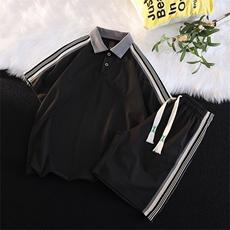 夏季新款大码港风翻领Polo短袖T恤五分裤休闲运动套装男S19P65，男装牛仔裤，电商B226-2（原B217-2）