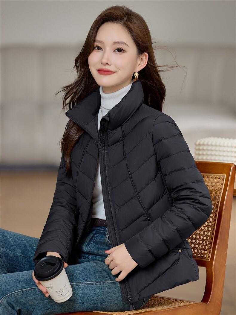 现货2025年冬季时尚休闲立领保暖羽绒服,女装羽绒服,依恋蒂丝