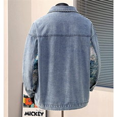 刺绣拼接牛仔夹克男休闲大码M-5XL潮港风外套男NZ77065P95控128，男装工装外套，星座227-7