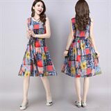 优雅韩版修身显瘦连衣裙2021年夏季无袖套头甜美中长款，女装连衣裙，奕阳依阁