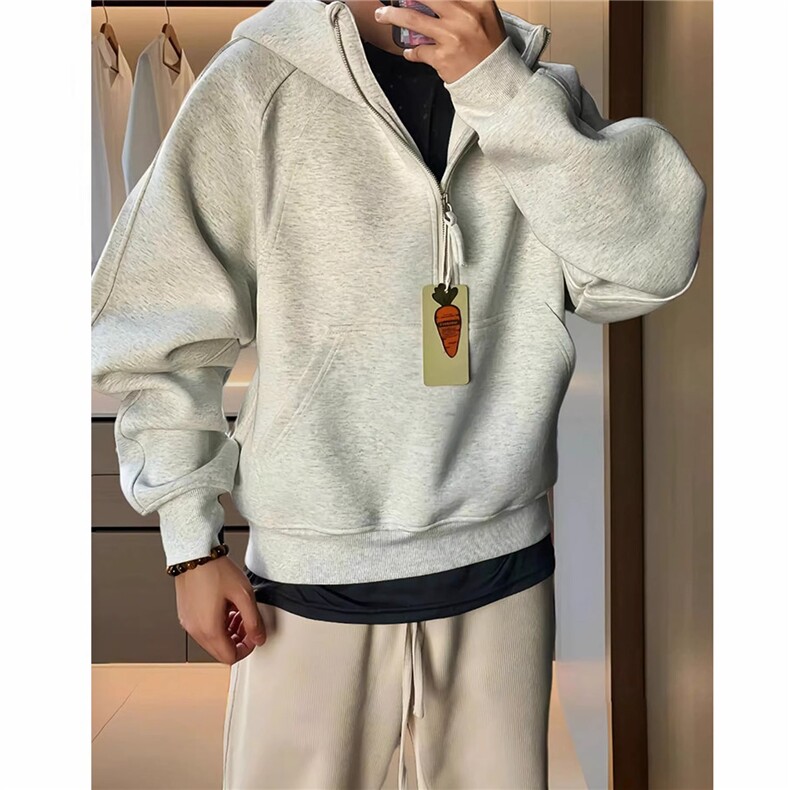 美式解构半拉链加绒加厚卫衣男秋冬重磅连帽外套WY301-P63，女装短外套，星座208-5