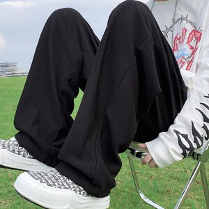 垂坠感裤子男宽松直筒阔腿裤ins潮牌百搭高街休闲运动裤K480-P35图片