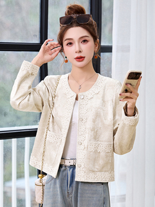 新中式国风洋气百搭小香风短款蕾丝上衣女2025开春新款小个子外套图片