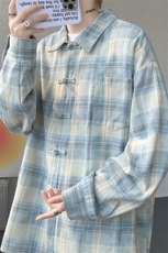 CS1157-特批45控88风盘扣衬衣设计感宽松潮上衣外套大码衬衫，男装衬衫，电商A059