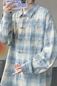 CS1157-特批45控88 风盘扣衬衣设计感宽松潮上衣外套大码衬衫图片