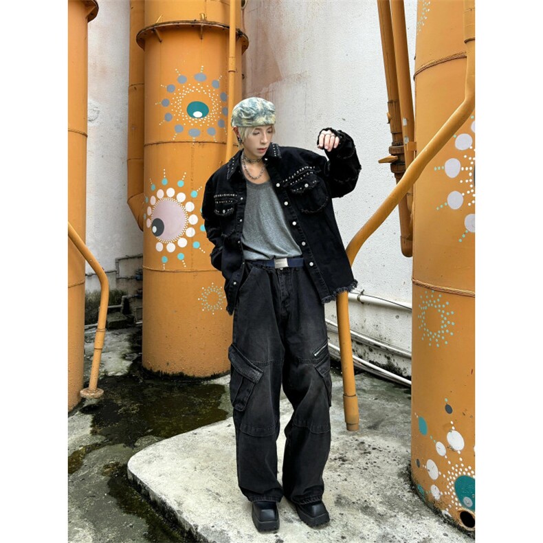 【有货】cleanfit毛边牛仔外套男款美式高街工装夹克CT01LL-P65,男装夹克,星座1007（原301D）