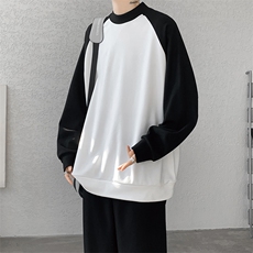 8XL-M280g重磅插肩半高领长袖t恤男打底德绒卫衣DR001特P27加绒37，男装T恤，电商B312