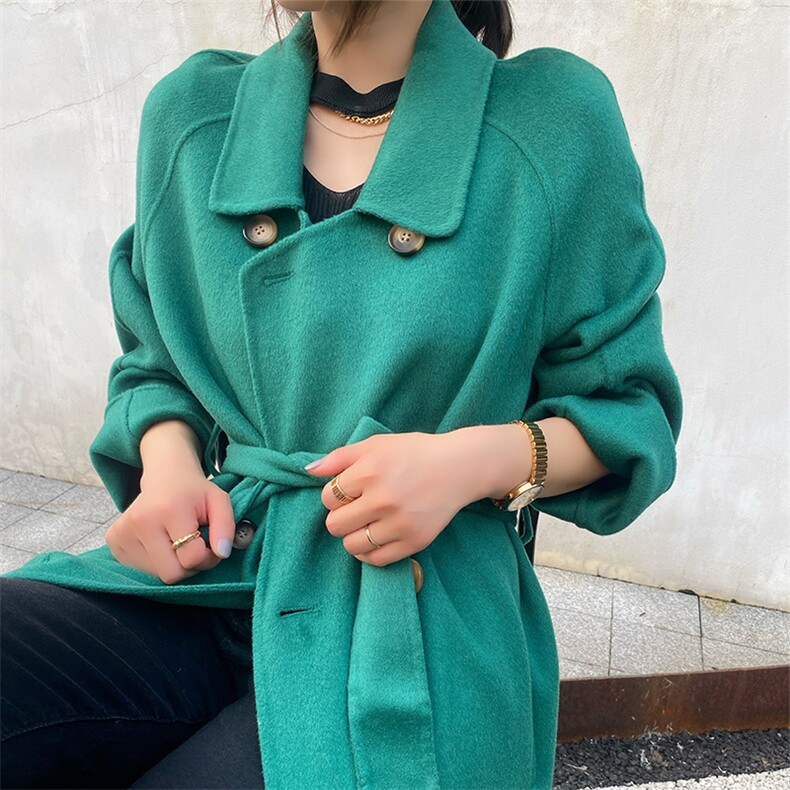 2025年夏季常规中长款长袖纯色一粒扣魔鬼上衣时尚百搭简约大气，女装双面呢大衣，蒙绒特