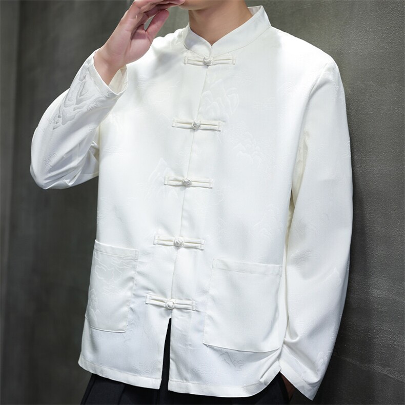 2025春季新款男装经典风衬衣新中式唐装盘扣汉服衬衫C175-P65,男装衬衫,电商B277(原6028)
