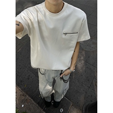 夏季新款圆领拉链设计短袖T恤T2565-特P35控58，男装T恤，电商A072