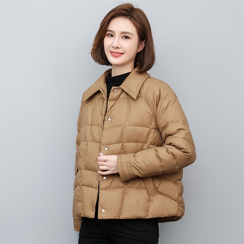 特价羽绒服女冬季新款短款长袖衬衫翻领气质90白鸭绒外套图片