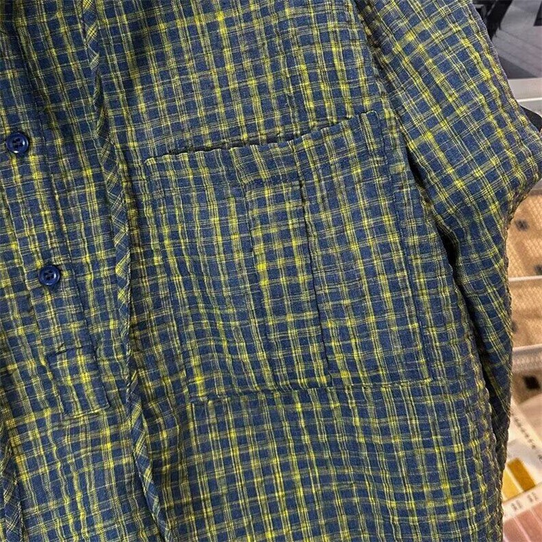 慵懒风绿色格子卫衣男秋季高级感美式复古连帽格纹衫W356/P52,男装卫衣,星座506B