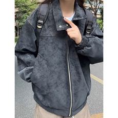 扎染短款立领pu皮夹克男秋季cleanfit美式潮牌正肩机车服外套HT25，男装夹克，星座516A