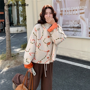 撞色提花小香风毛呢外套女秋冬小个子双面呢大衣图片