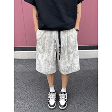 美式扎染短裤男生夏季薄款树纹设计五分裤子潮牌大码宽松直筒中裤，男装休闲裤，电商A022
