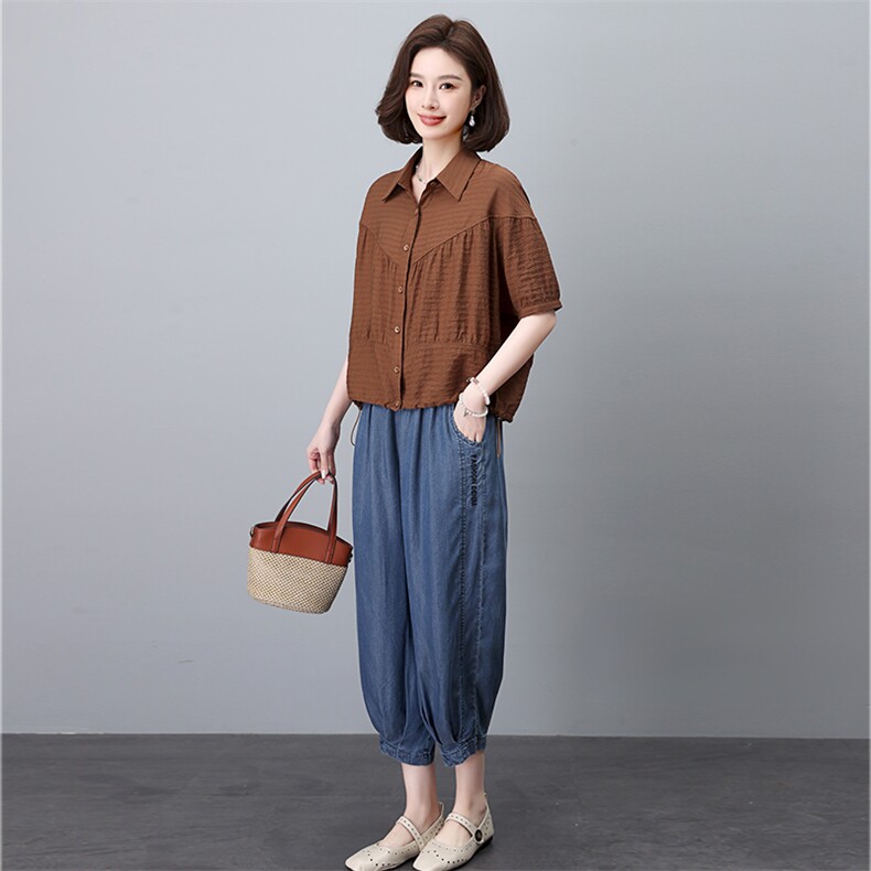 时尚宽松牛仔裤套装女夏装新款韩版显瘦百搭休闲两件套,女装套装/套裙,叶笙衣