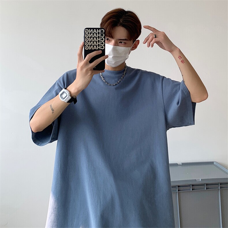 DF292TP16宽松纯色短袖t恤打底衫圆领上衣情侣夏季宽松短T男,男装T恤,电商A102
