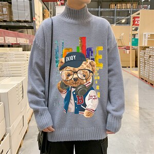 M18211-P45 加绒款-P65半高领毛衣男士大码针织衫男毛线衣男图片