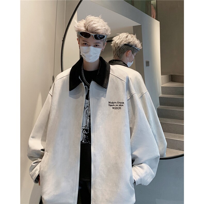 2025年秋季新款港风拼接刺绣夹克宽松学生情侣装外套男7862-P88,男装夹克,电商C213(原B265)