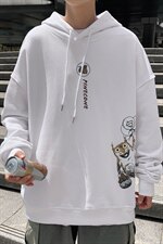 ！21春季新款男士潮流印花连帽卫衣学生大码宽松外套WY308P38，男装卫衣，电商B220