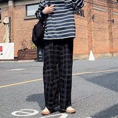 加绒卫裤肌理感格纹休闲裤男2025搭配卫衣毛衣日系裤子1030/P55，男装休闲裤，星座1412-2